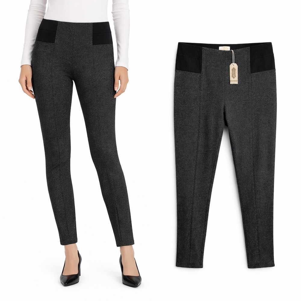 Mud Pie Lena Ponte Leggings Charcoal Grey High Waist Womens Size Medium NWT